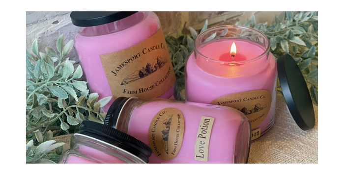 Love Potion four wick candle and bucket candle