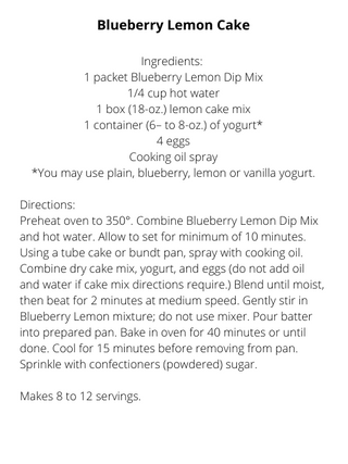 Blueberry Lemon Dip Mix