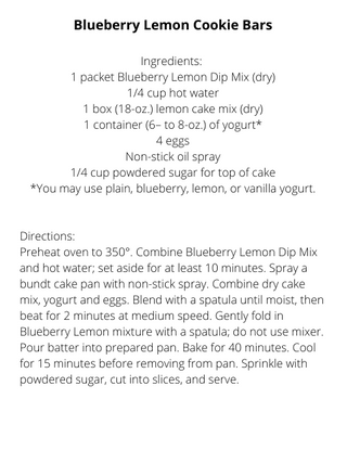 Blueberry Lemon Dip Mix