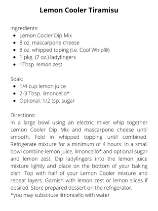 Lemon Cooler Dip Mix