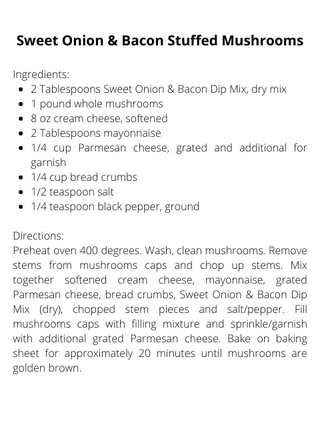 Sweet Onion & Bacon Dip Mix